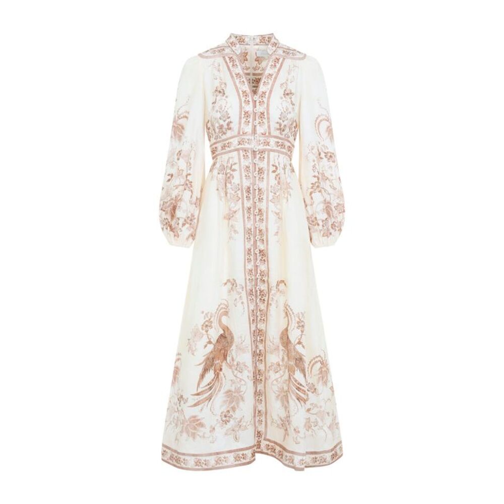 Zimmermann Indra Plunge Midi Dress Women